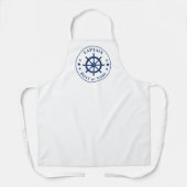 Captain Jouw naam of boothelm sterren blauw wit Schort (Voorkant)