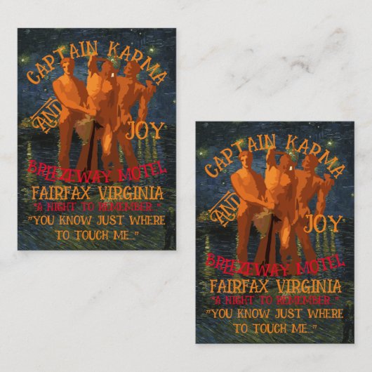 Captain Karma & Joy Breezeway Motel Fairfax VA Informatiekaartje (Voorkant / Achterkant)