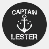 Captain Lester Funny Verjaardag Gepersonaliseerde  Ronde Sticker (Voorkant)
