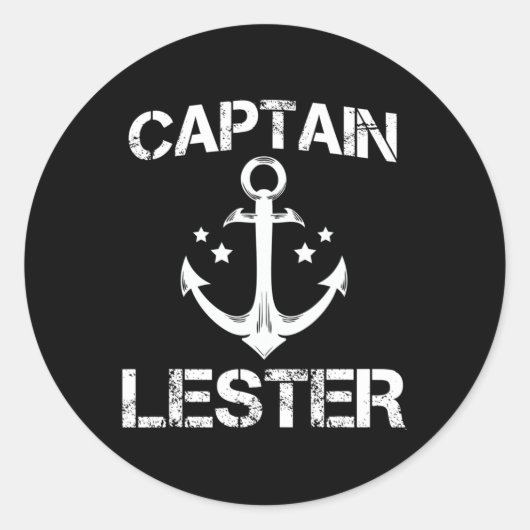 Captain Lester Funny Verjaardag Gepersonaliseerde  Ronde Sticker (Voorkant)