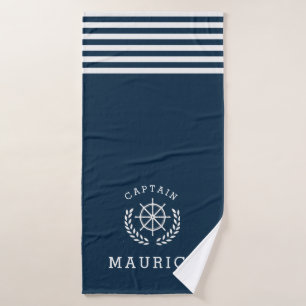 CAPTAIN, marineblauw Badhanddoek