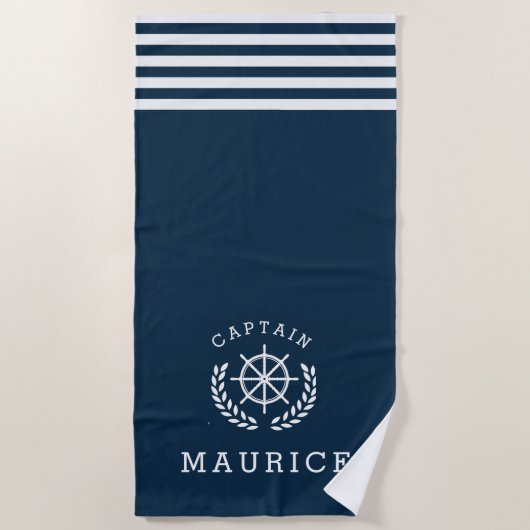 CAPTAIN, marineblauw handdoek (Voorkant)