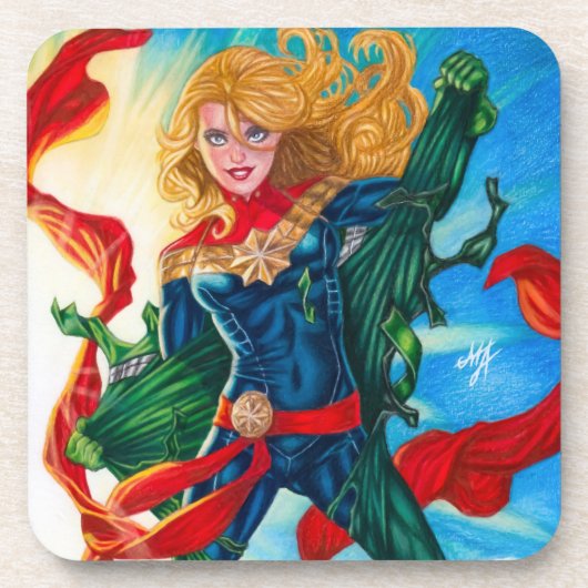Captain Marvel ~ Carol Danvers Bier Onderzetter (Voorkant)