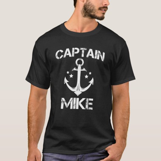CAPTAIN MIKE Funny Birthday Persoonlijke naambank T-shirt (Voorkant)