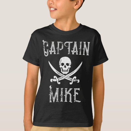 Captain Mike Retro gepersonaliseerde Pirate Party  T-shirt (Voorkant)