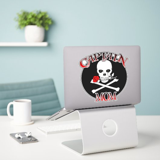 Captain Mom Custom-Cut Vinyl Stickers (Laptop op bureau)