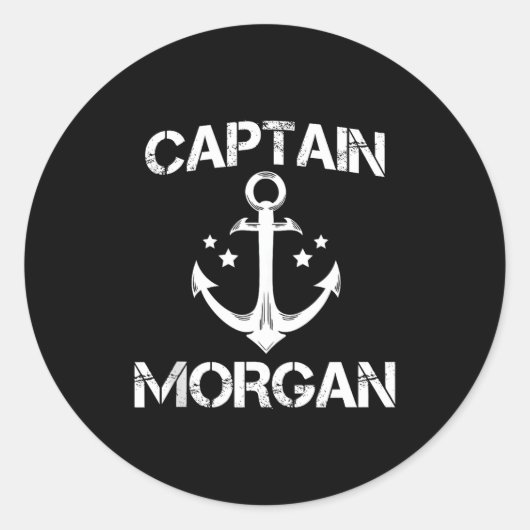 Captain Morgan Grappige Verjaardag Ised Achternaam Ronde Sticker (Voorkant)