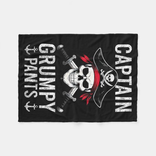 Captain Mpy Pants Rate Humor Skull Graphic  Fleece Deken (Voorkant (Horizontaal))