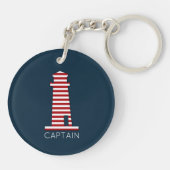 Captain Nautical Lighthouse Boating Rood Wit Blauw Sleutelhanger (Achterkant)