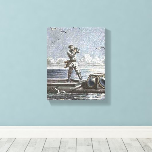 Captain Nemo Verne 20.000 Leagues Sci Fi Art Canvas Afdruk (Insitu (Houten vloer))