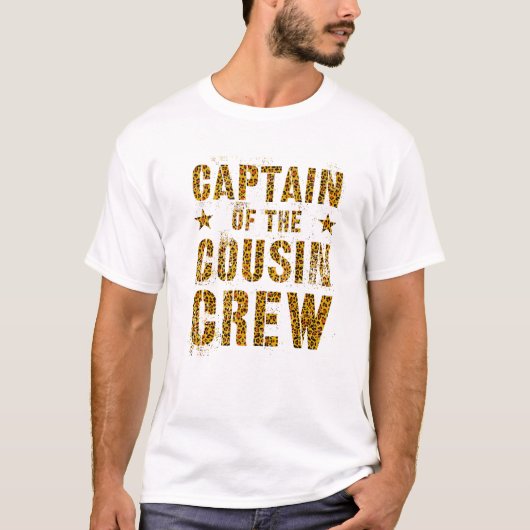 CAPTAIN OF THE COUSIN CREW Leopard Print Funny Gra T-shirt (Voorkant)