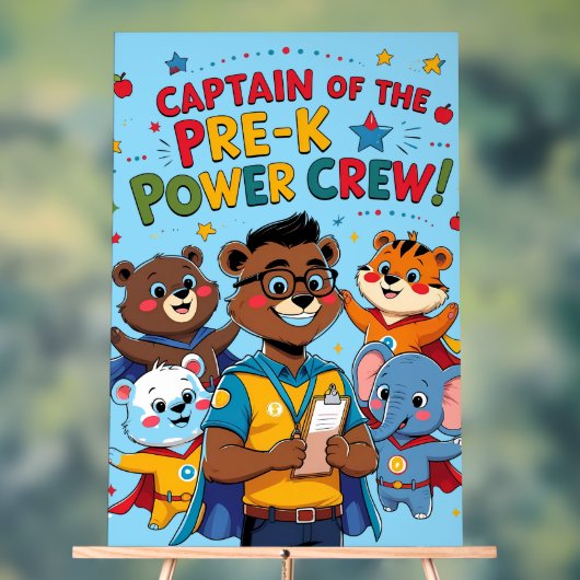 "Captain of the Pre-K Power Crew – Classroom  Acryl Bord (Neutraal)