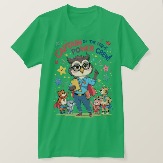 Captain of the Pre-K Power Crew T-shirt (Design voorkant)