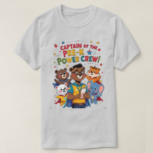 Captain of the Pre-K Power Crew T-shirt (Design voorkant)
