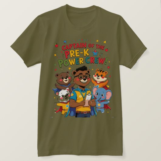 Captain of the Pre-K Power Crew T-shirt (Design voorkant)