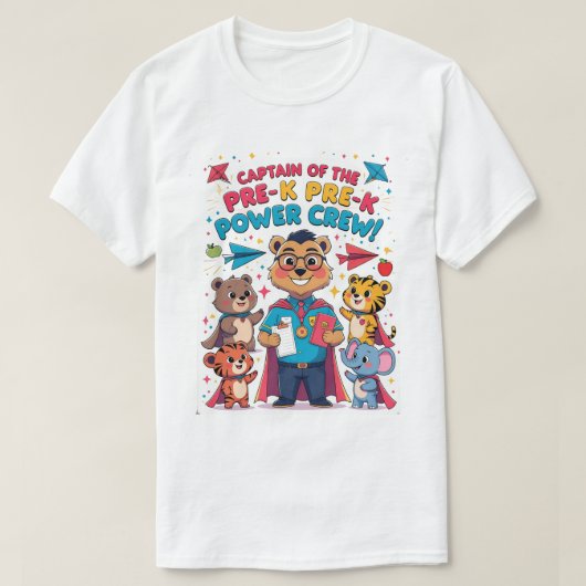 Captain of the Pre-K Power Crew T-shirt (Design voorkant)