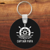 Captain Papa Boating Vaderdag Pontoon Captain Sleutelhanger (Voorkant)