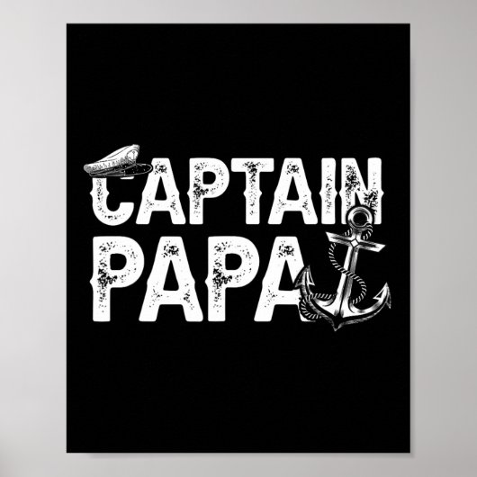Captain Papa Pontoon Lake Sailor Fishing Boating F Poster (Voorkant)