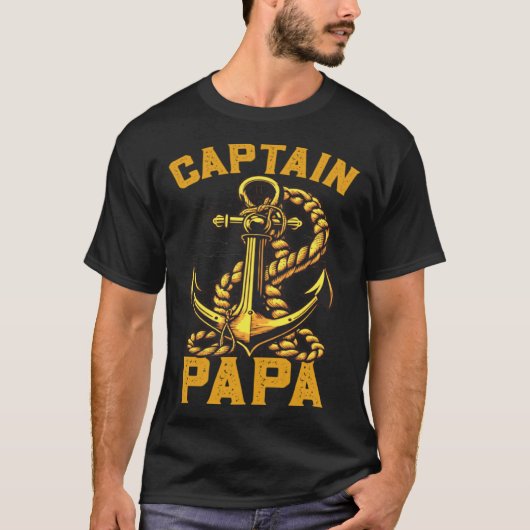 Captain Papa Pontoon Sailing Boat Dad Daddy Father T-shirt (Voorkant)