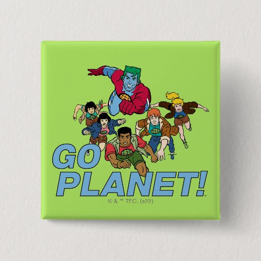 Captain Planet and the Planeteers - Go Planet! Vierkante Button 5,1 Cm (Voorkant)