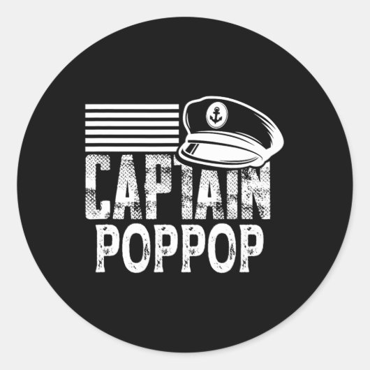 Captain Poppop - Sailing Captain Hat Boat Owner Bo Ronde Sticker (Voorkant)