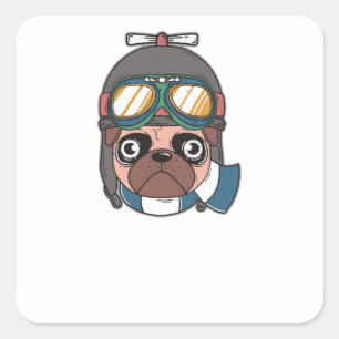 Captain Pug Vierkante Sticker