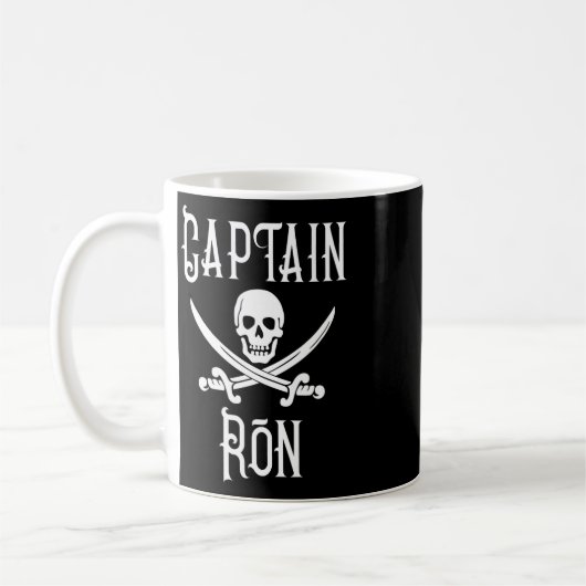 Captain Ron Personalized Pirate Skull Boating  Koffiemok (Links)