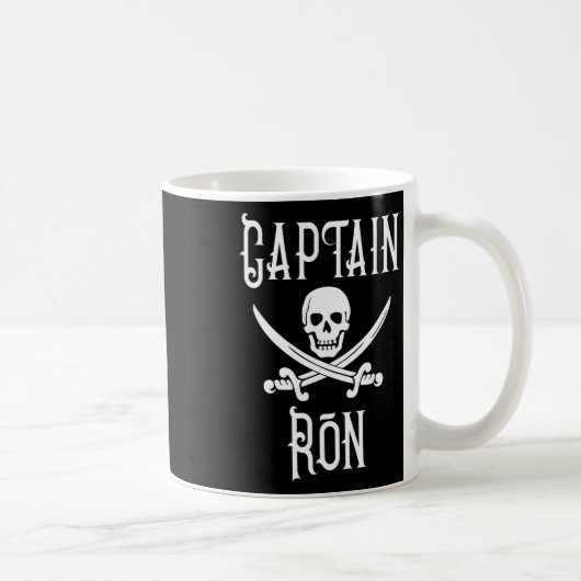 Captain Ron Personalized Pirate Skull Boating  Koffiemok (Rechts)
