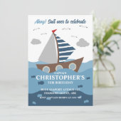 CAPTAIN SAILOR BIRTHDAY INVITATIE KAART (Staand voorkant)