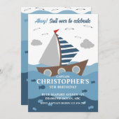 CAPTAIN SAILOR BIRTHDAY INVITATIE KAART (Voorkant / Achterkant)