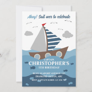 CAPTAIN SAILOR BIRTHDAY INVITATIE KAART
