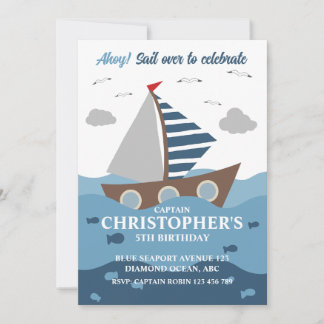CAPTAIN SAILOR BIRTHDAY INVITATIE KAART
