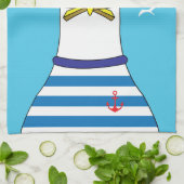 Captain Sailor Zeemeeuw Grappig Cartoon Karakter Theedoek (Gevouwen)