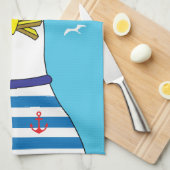 Captain Sailor Zeemeeuw Grappig Cartoon Karakter Theedoek (Quarter Fold)