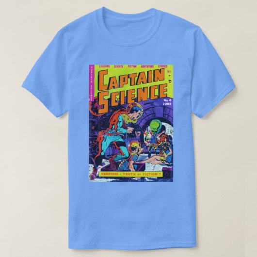 Captain Science strips cover Space vampiers retro T-shirt (Design voorkant)