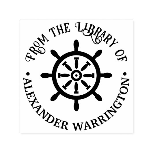 Captain Ship Wheel "uit de bibliotheek van" Boek Zelfinktende Stempel (Design)