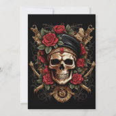 Captain Skull nautische bloemen Halloween Kaart (Achterkant)