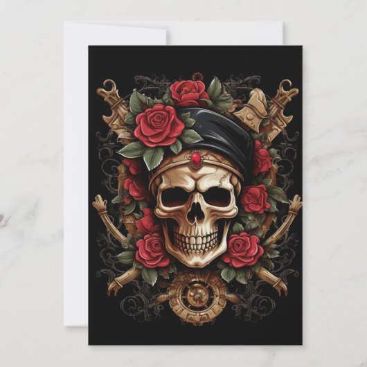 Captain Skull nautische bloemen Halloween Kaart (Achterkant)
