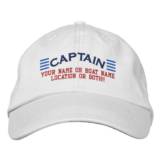 CAPTAIN Stripes  Jouw naam Boat Lokaal Pet (Voorkant)