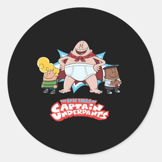 Captain Underpants de eerste epische film Captain Ronde Sticker (Voorkant)