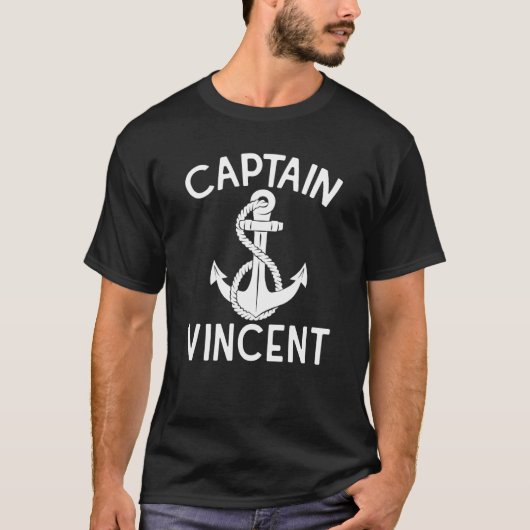 Captain Vincent Yacht Ship Anchor Boating Boat T-shirt (Voorkant)