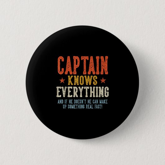 Captain weet alles vaderdag retro ronde button 5,7 cm (Voorkant)