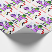 Captain Zoey Robot Roze Jurk Bloemen Ruimteschip Cadeaupapier (Hoek)