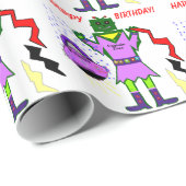 Captain Zoey Robot Roze Jurk Bloemen Ruimteschip Cadeaupapier (Rol Hoek)