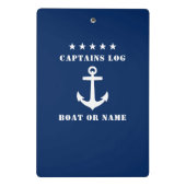 Captain's Log Uw Bootnaam Klassieke Anker Sterren Mini Klembord (Achterkant)