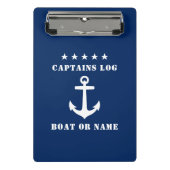 Captain's Log Uw Bootnaam Klassieke Anker Sterren Mini Klembord (Voorkant)