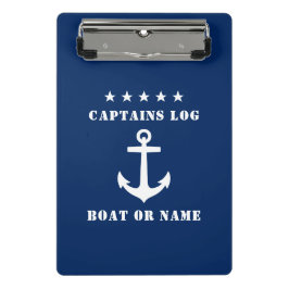 Captain's Log Uw Bootnaam Klassieke Anker Sterren Mini Klembord