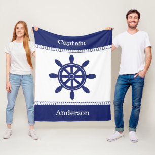 Captain's Wheel nautisch touw Naam toevoegen Fleece Deken