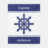 Captain's Wheel nautisch touw Naam toevoegen Fleece Deken (Voorkant)