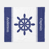 Captain's Wheel nautisch touw Naam toevoegen Fleece Deken (Voorkant (Horizontaal))